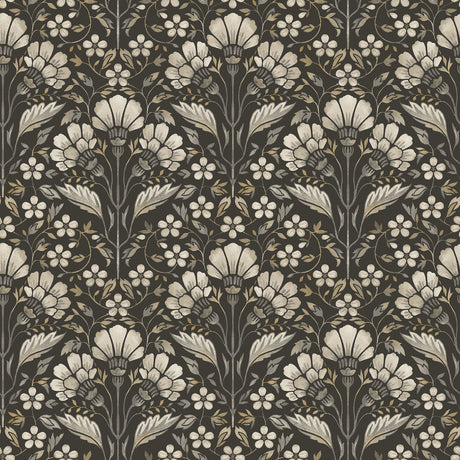 Chesapeake 4199-83703 Edith Black Floral Damask Wallpaper