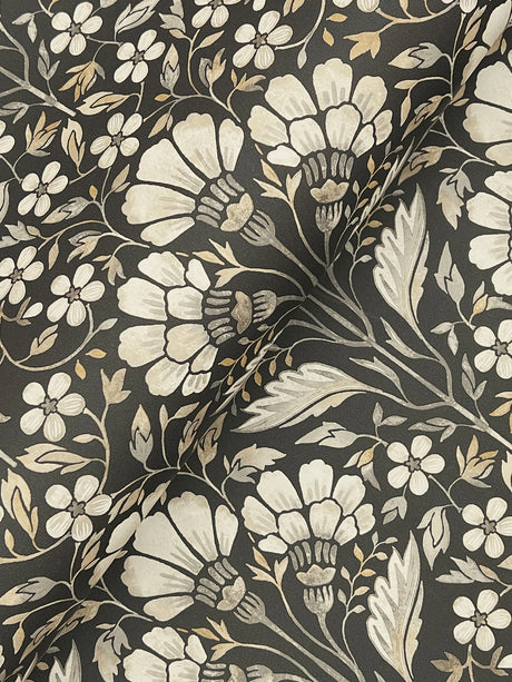 Chesapeake 4199-83703 Edith Black Floral Damask Wallpaper