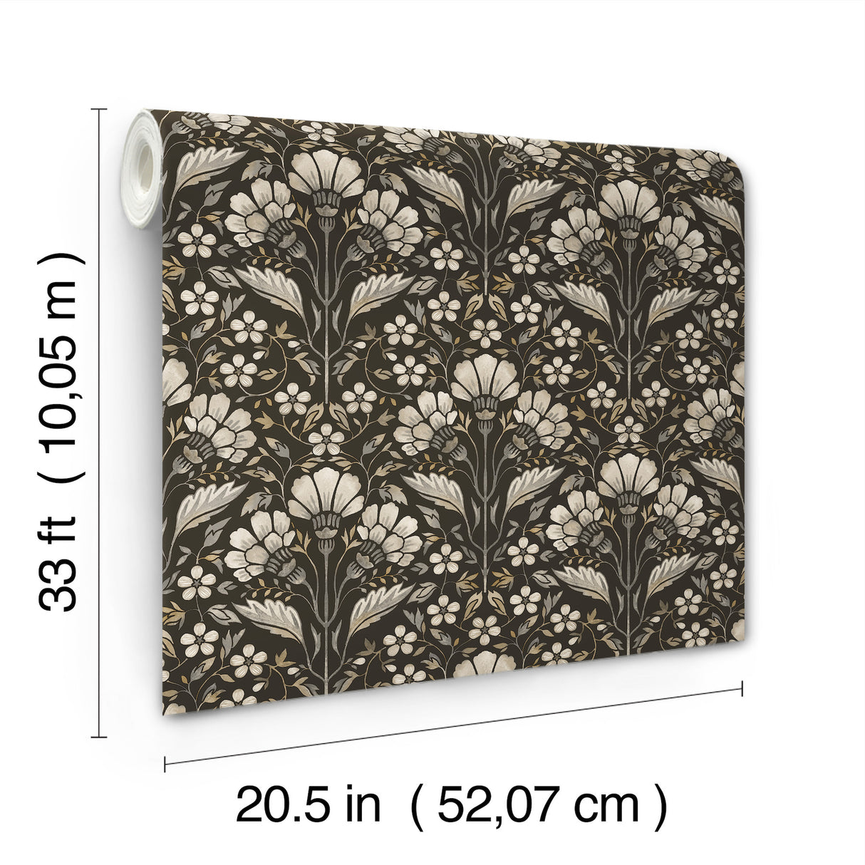 Chesapeake 4199-83703 Edith Black Floral Damask Wallpaper