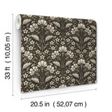 Chesapeake 4199-83703 Edith Black Floral Damask Wallpaper