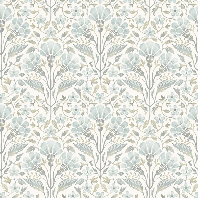 Chesapeake 4199-83704 Edith Light Blue Floral Damask Wallpaper
