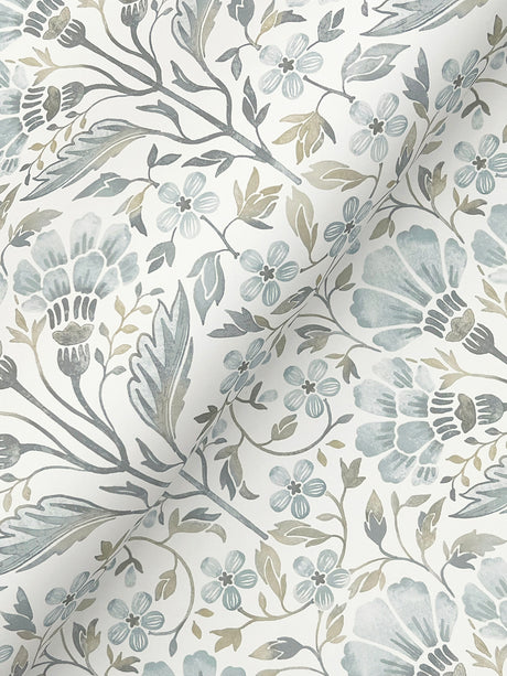 Chesapeake 4199-83704 Edith Light Blue Floral Damask Wallpaper