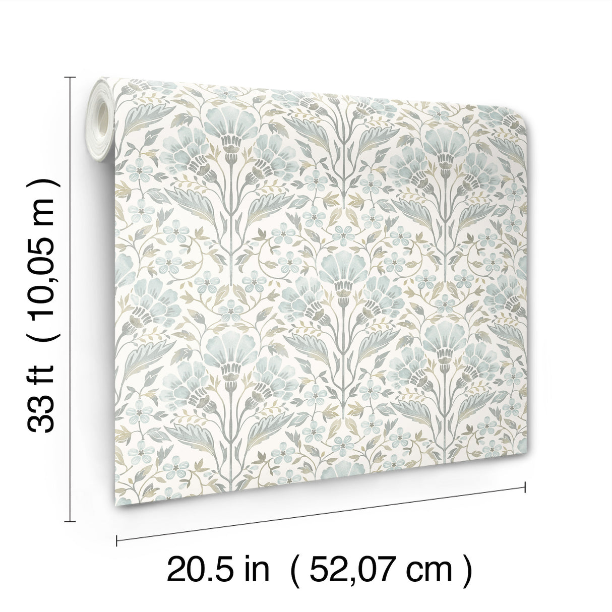 Chesapeake 4199-83704 Edith Light Blue Floral Damask Wallpaper