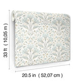 Chesapeake 4199-83704 Edith Light Blue Floral Damask Wallpaper