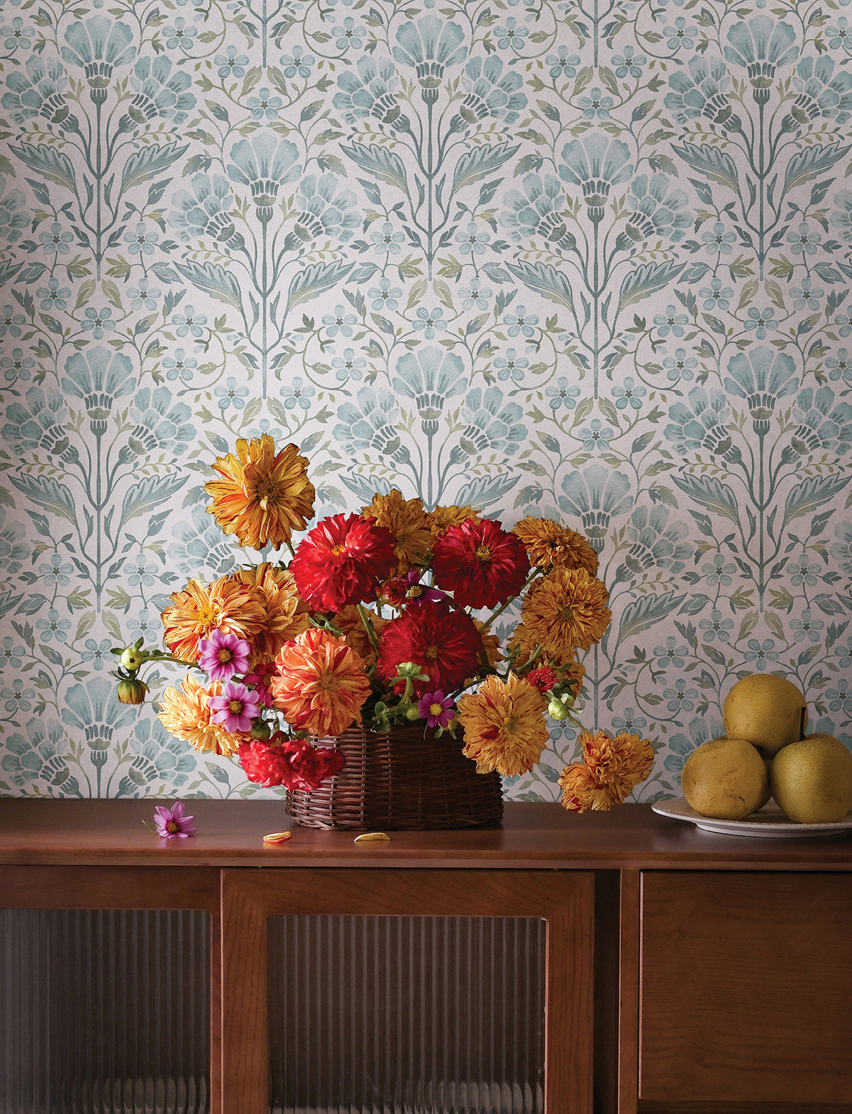 Chesapeake 4199-83704 Edith Light Blue Floral Damask Wallpaper