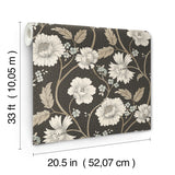 Chesapeake 4199-83707 Hazel Black Floral Trail Wallpaper
