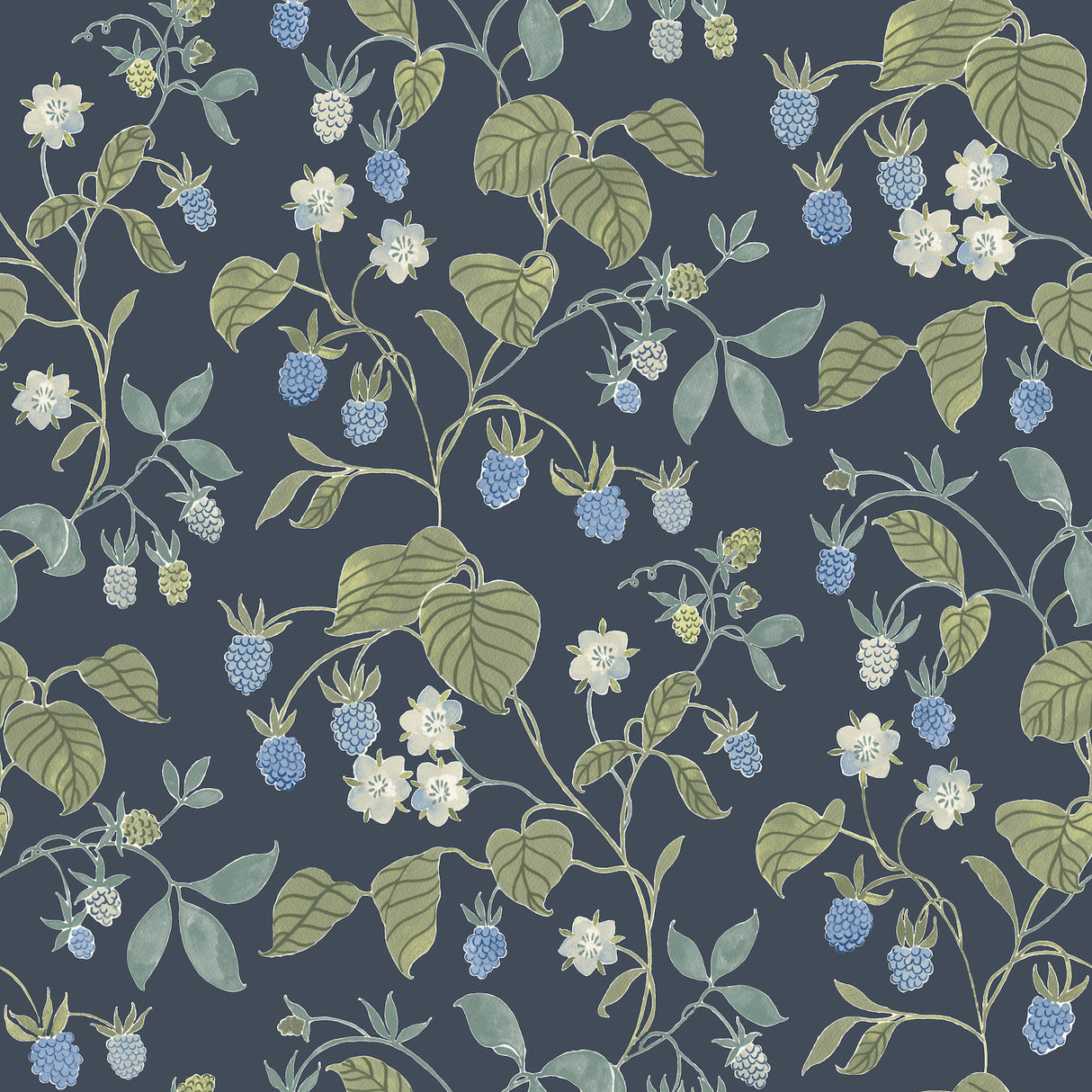 Chesapeake 4199-83714 Mercy Navy Berry Vines Wallpaper