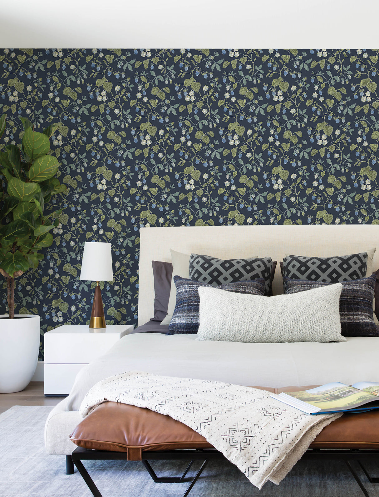Chesapeake 4199-83714 Mercy Navy Berry Vines Wallpaper
