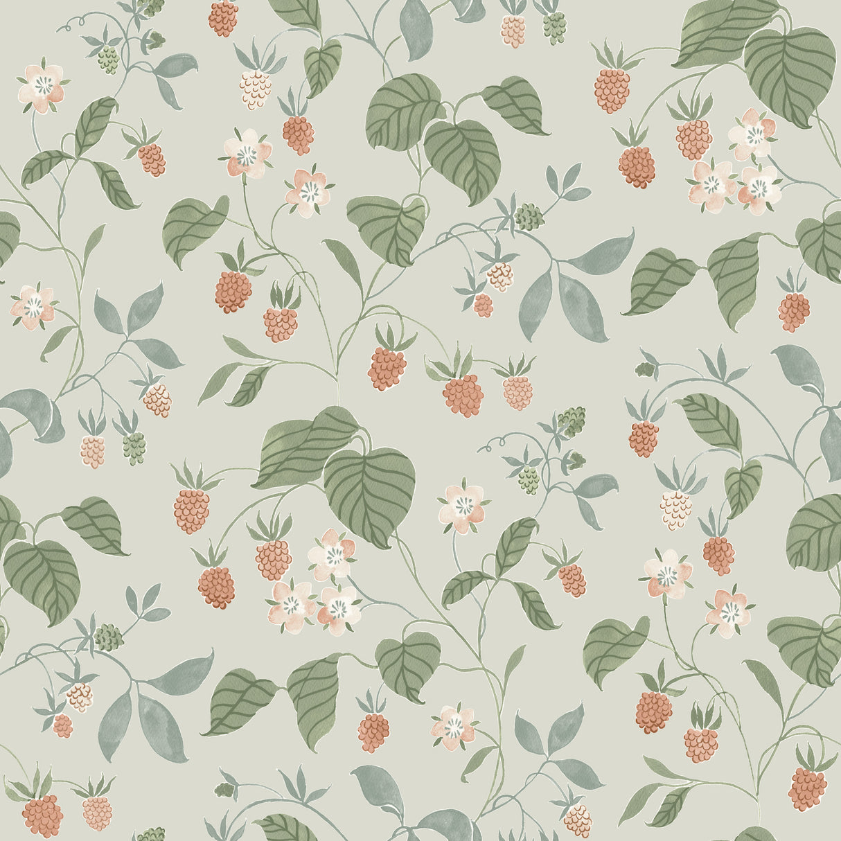 Chesapeake 4199-83716 Mercy Aqua Berry Vines Wallpaper