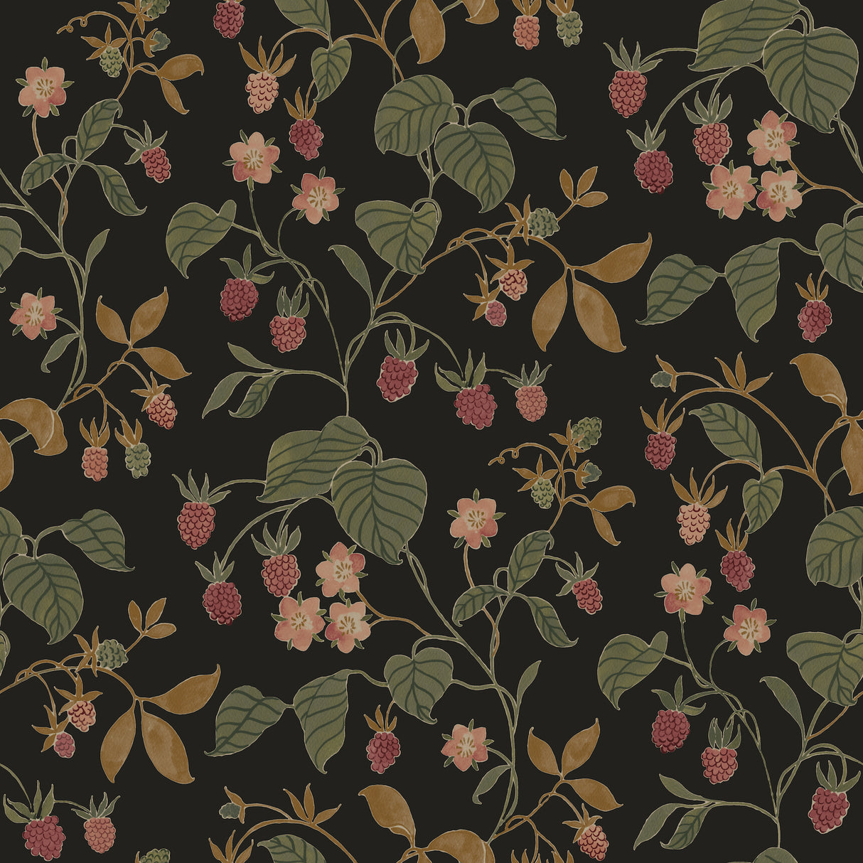 Chesapeake 4199-83718 Mercy Black Berry Vines Wallpaper