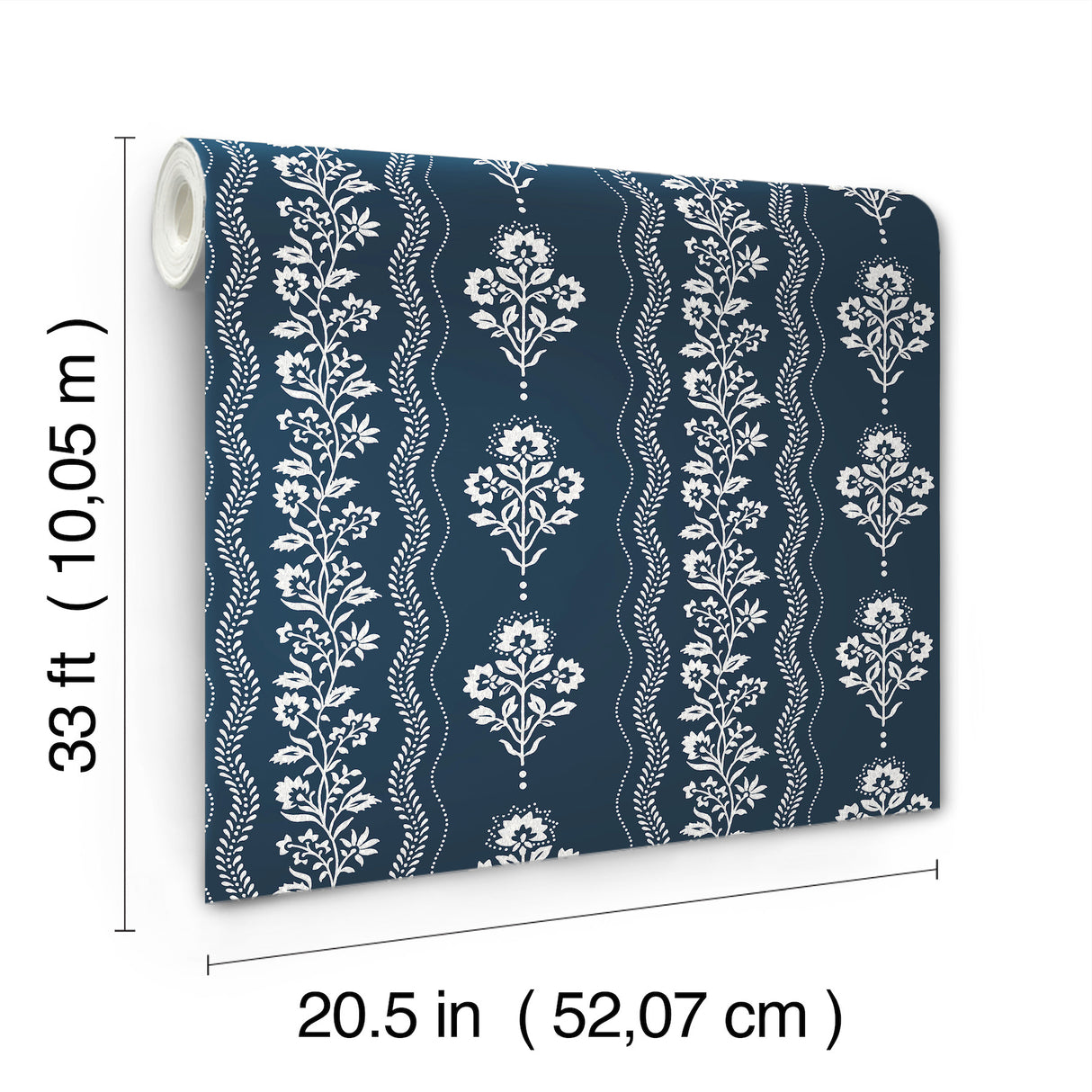 Chesapeake 4199-83721 Lenea Navy Floral Stripe Wallpaper