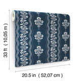 Chesapeake 4199-83721 Lenea Navy Floral Stripe Wallpaper