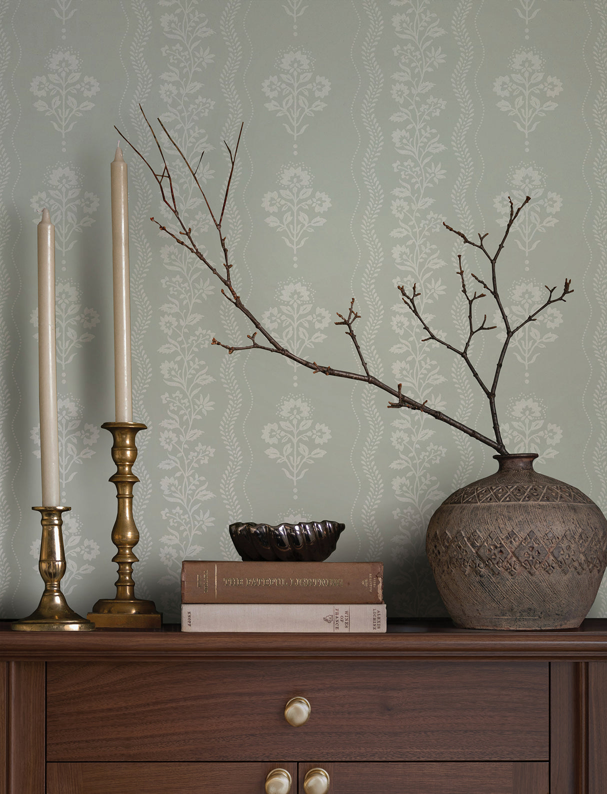 Chesapeake 4199-83722 Lenea Aqua Floral Stripe Wallpaper