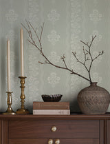 Chesapeake 4199-83722 Lenea Aqua Floral Stripe Wallpaper