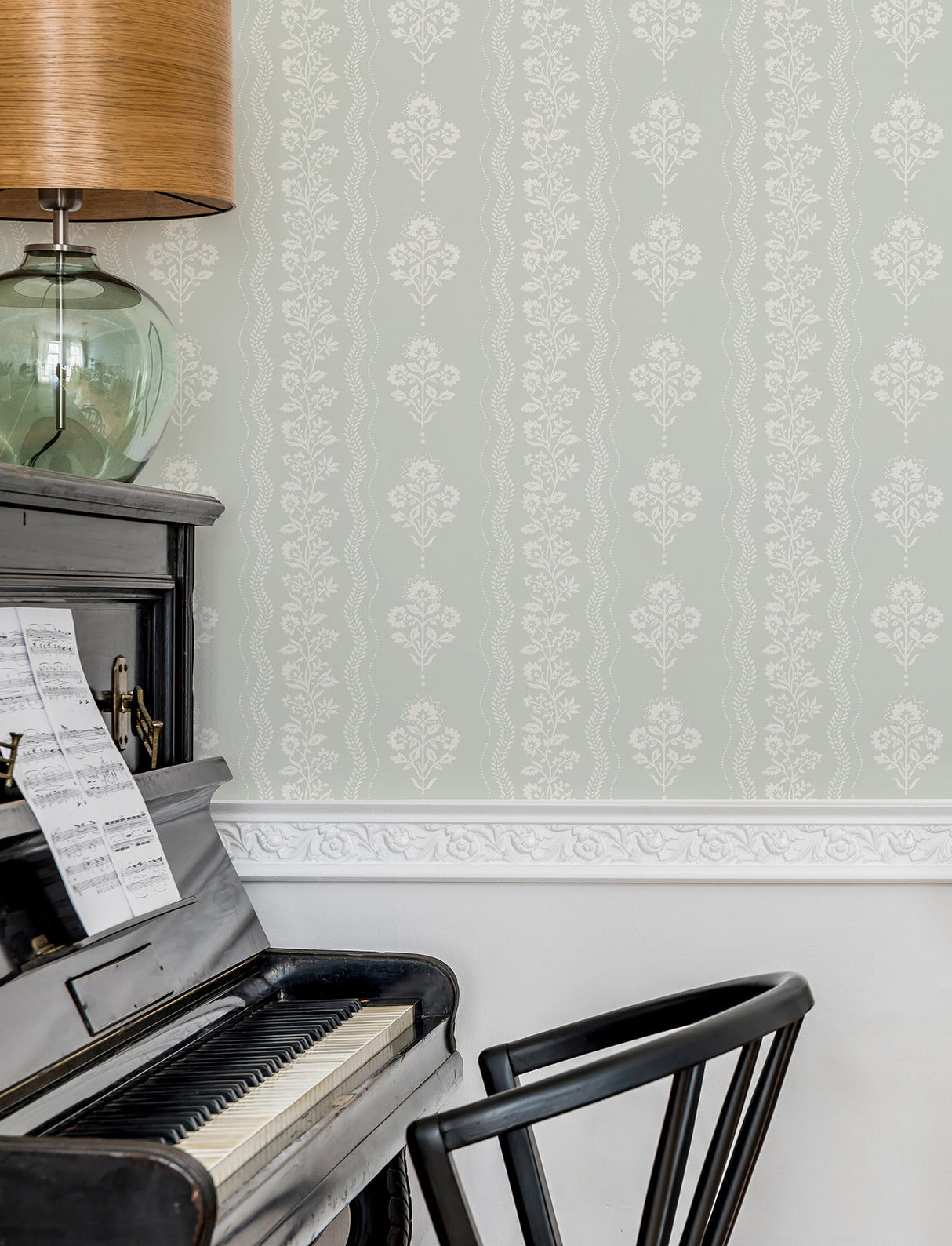 Chesapeake 4199-83722 Lenea Aqua Floral Stripe Wallpaper