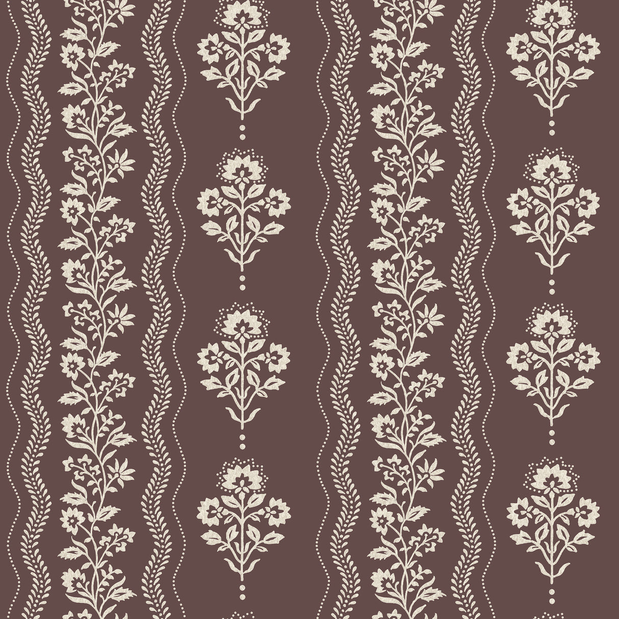 Chesapeake 4199-83723 Lenea Burgundy Floral Stripe Wallpaper