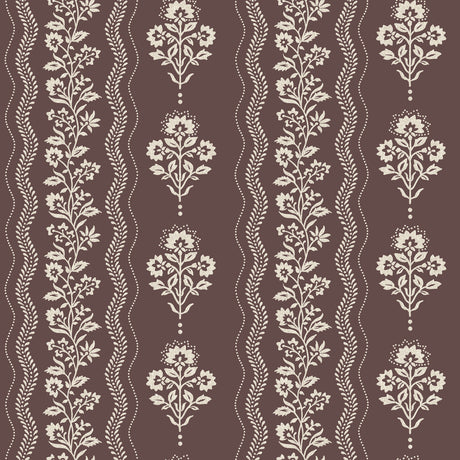 Chesapeake 4199-83723 Lenea Burgundy Floral Stripe Wallpaper