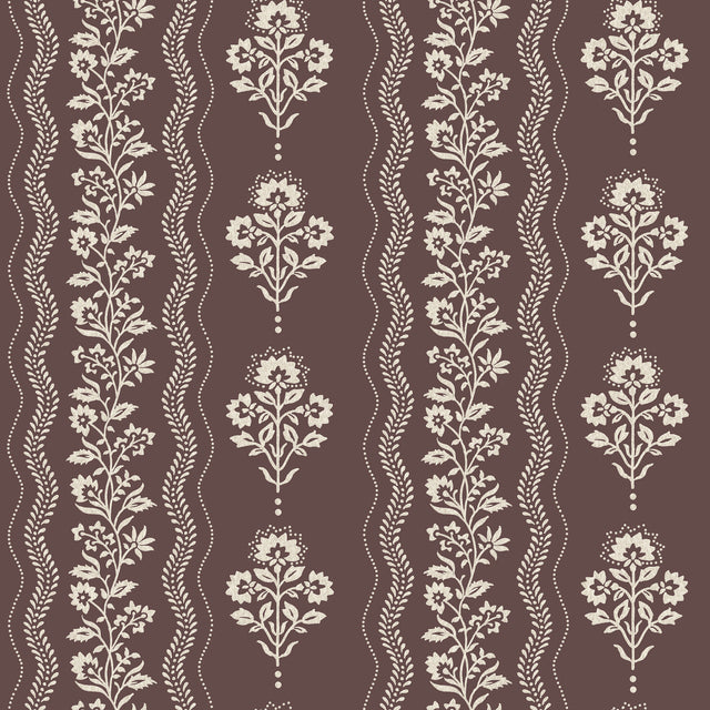 Chesapeake 4199-83723 Lenea Burgundy Floral Stripe Wallpaper