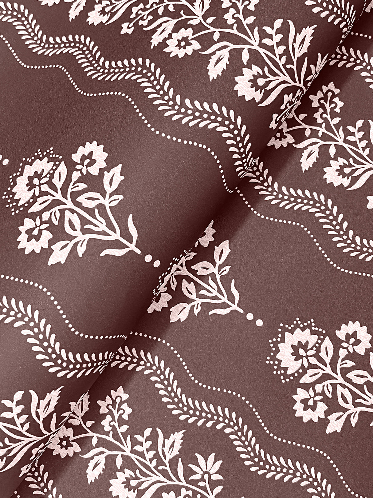Chesapeake 4199-83723 Lenea Burgundy Floral Stripe Wallpaper