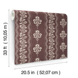 Chesapeake 4199-83723 Lenea Burgundy Floral Stripe Wallpaper