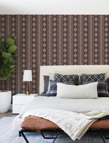 Chesapeake 4199-83723 Lenea Burgundy Floral Stripe Wallpaper
