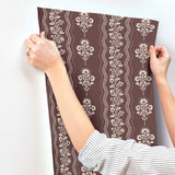 Chesapeake 4199-83723 Lenea Burgundy Floral Stripe Wallpaper