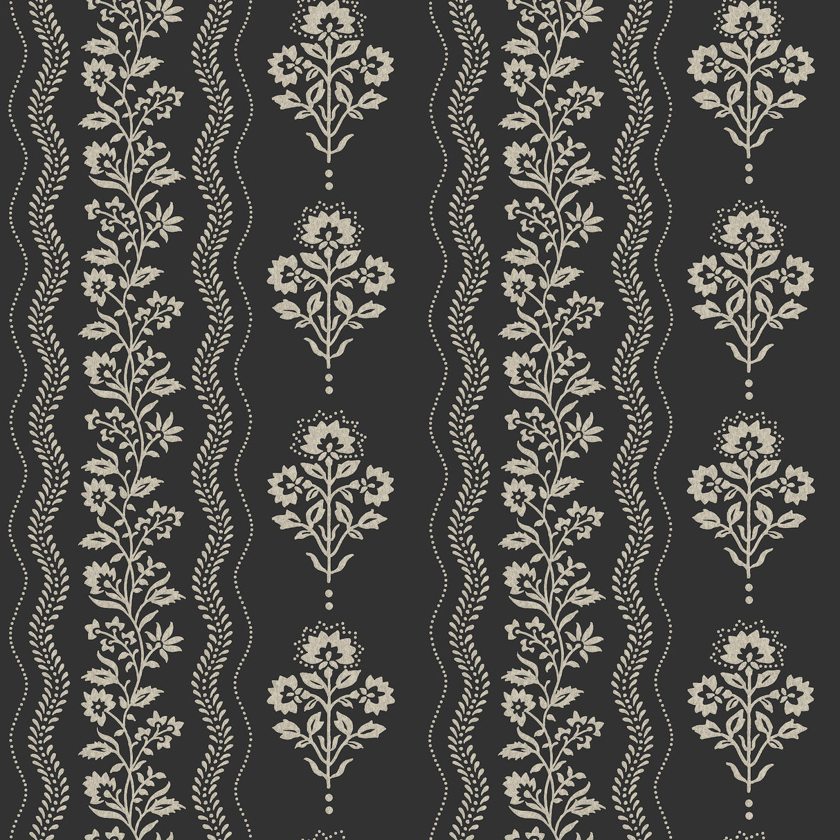 Chesapeake 4199-83724 Lenea Black Floral Stripe Wallpaper