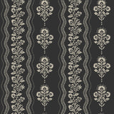 Chesapeake 4199-83724 Lenea Black Floral Stripe Wallpaper