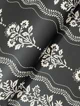 Chesapeake 4199-83724 Lenea Black Floral Stripe Wallpaper