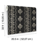 Chesapeake 4199-83724 Lenea Black Floral Stripe Wallpaper