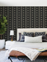 Chesapeake 4199-83724 Lenea Black Floral Stripe Wallpaper