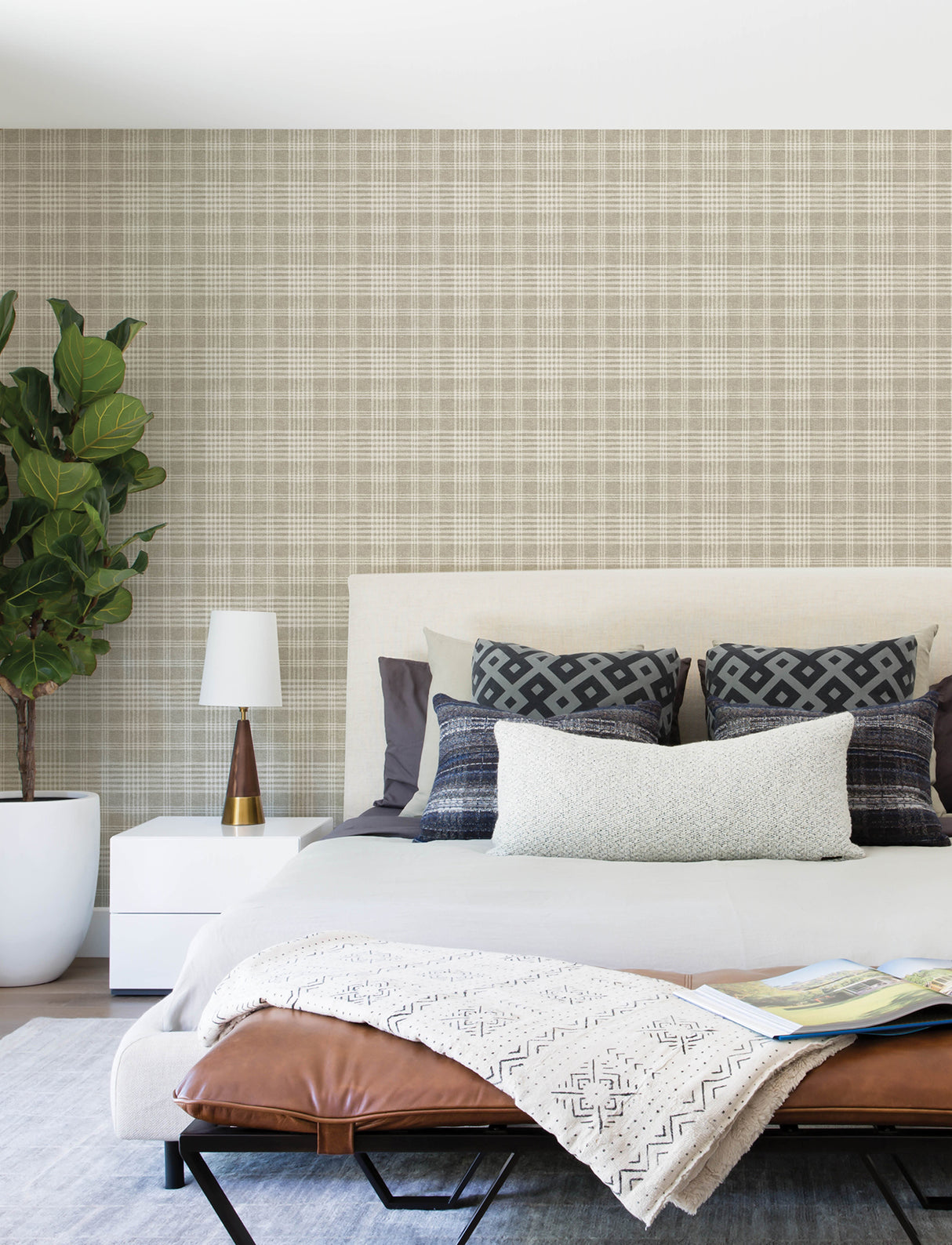 Chesapeake 4199-83735 Perry Taupe Plaid Wallpaper
