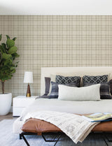 Chesapeake 4199-83735 Perry Taupe Plaid Wallpaper