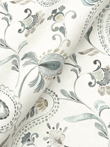 Chesapeake 4199-83746 Darlene Aqua Jacobean Wallpaper