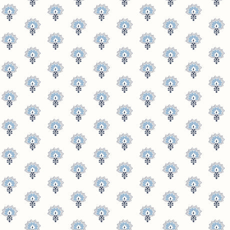 Chesapeake 4199-83751 Hilda Blue Floral Medallion Wallpaper