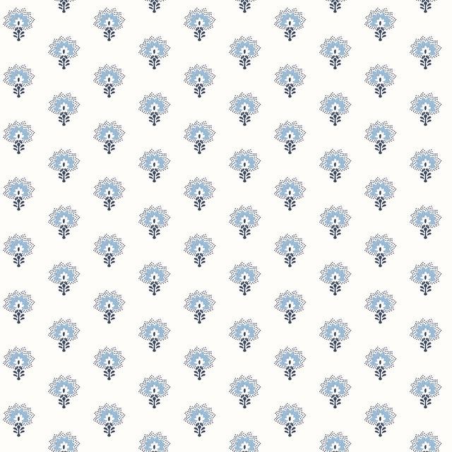 Chesapeake 4199-83751 Hilda Blue Floral Medallion Wallpaper