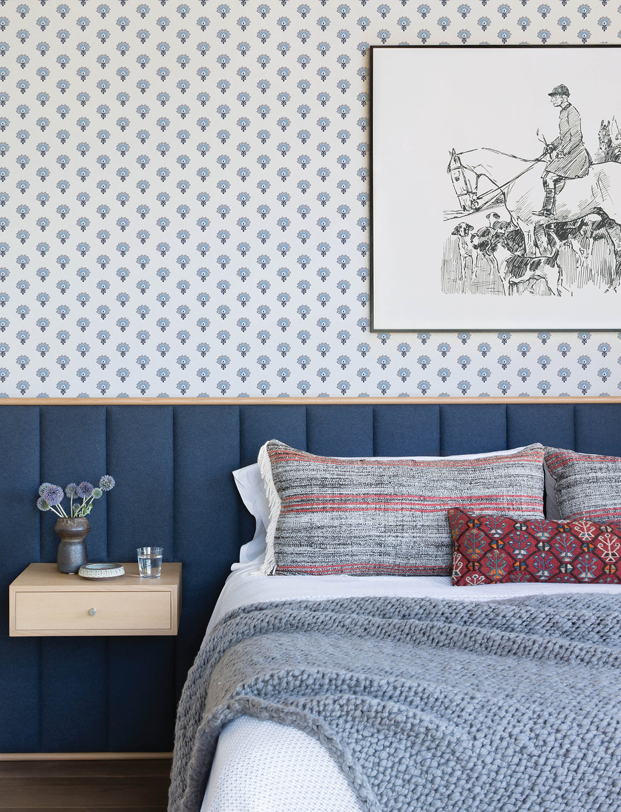 Chesapeake 4199-83751 Hilda Blue Floral Medallion Wallpaper