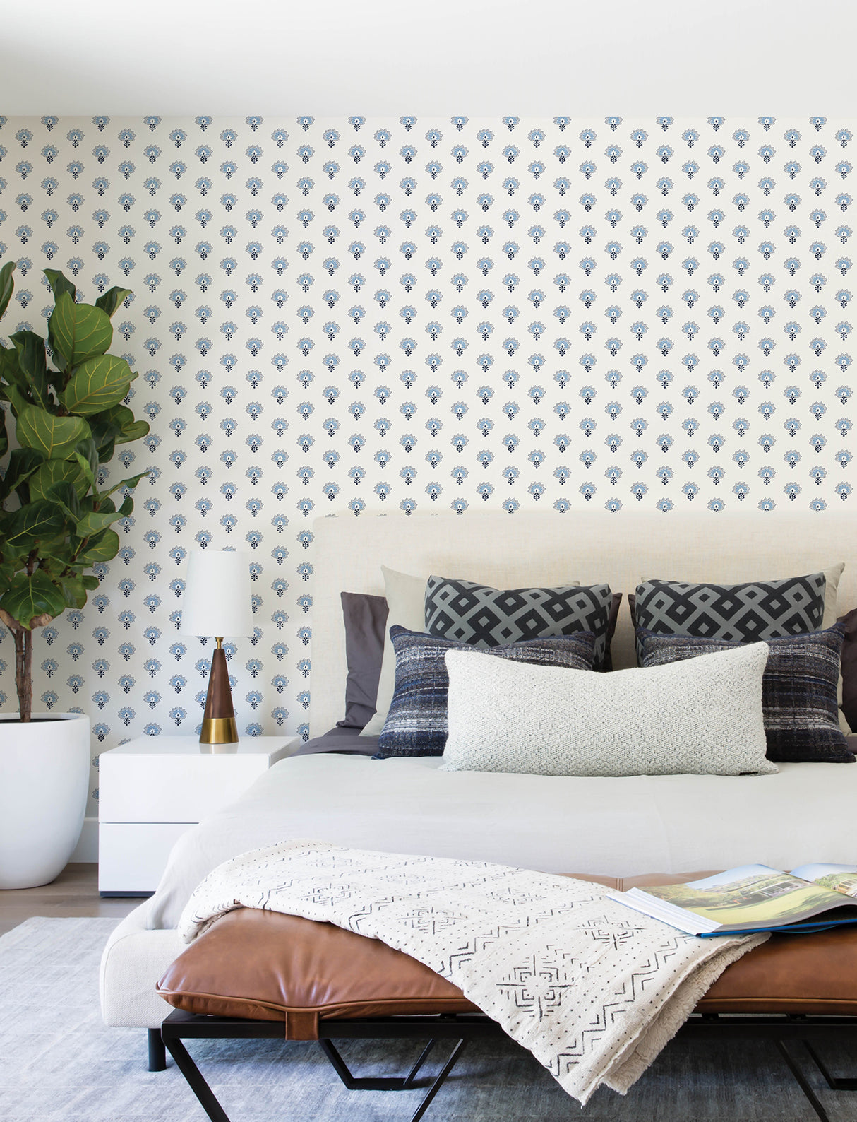 Chesapeake 4199-83751 Hilda Blue Floral Medallion Wallpaper