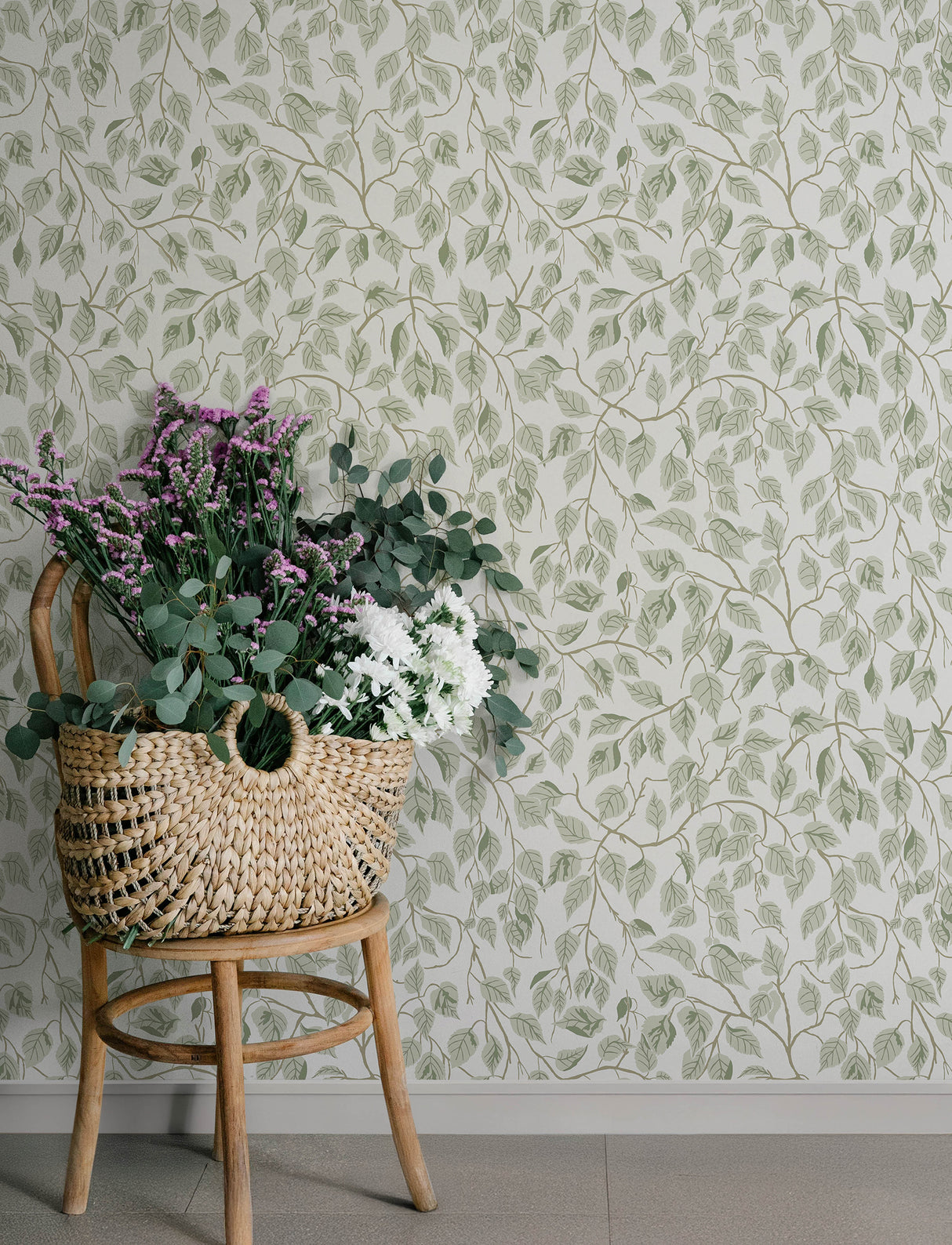 A-Street Prints 4201-20107 Hängbjörk Sage Vine Wallpaper