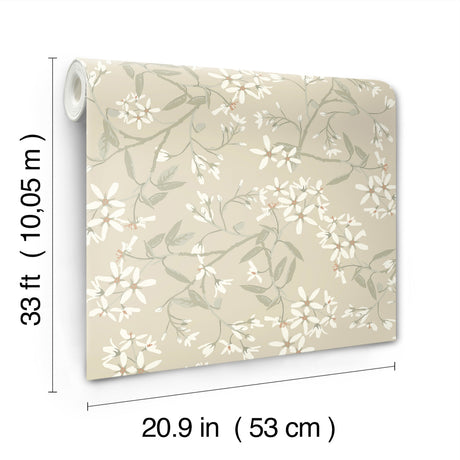 A-Street Prints 4201-20112 Paradis Beige Bouquet Toss Wallpa