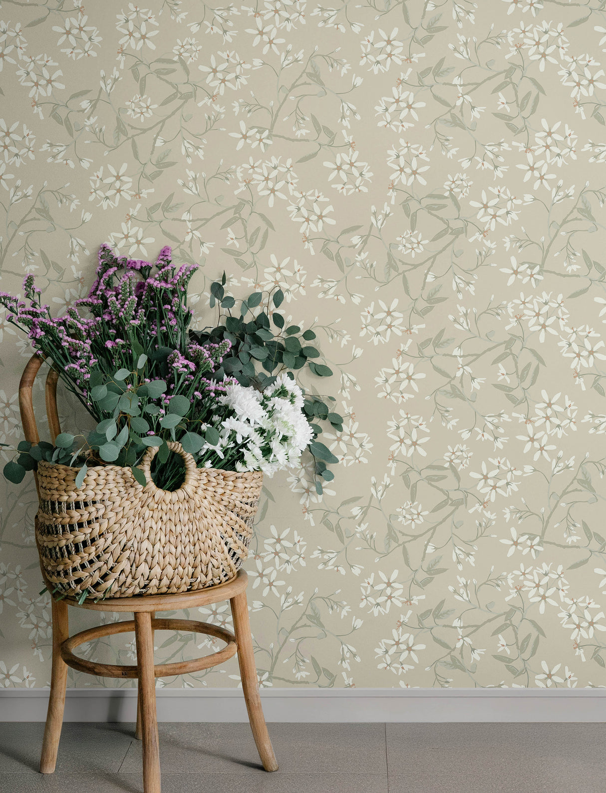 A-Street Prints 4201-20112 Paradis Beige Bouquet Toss Wallpa