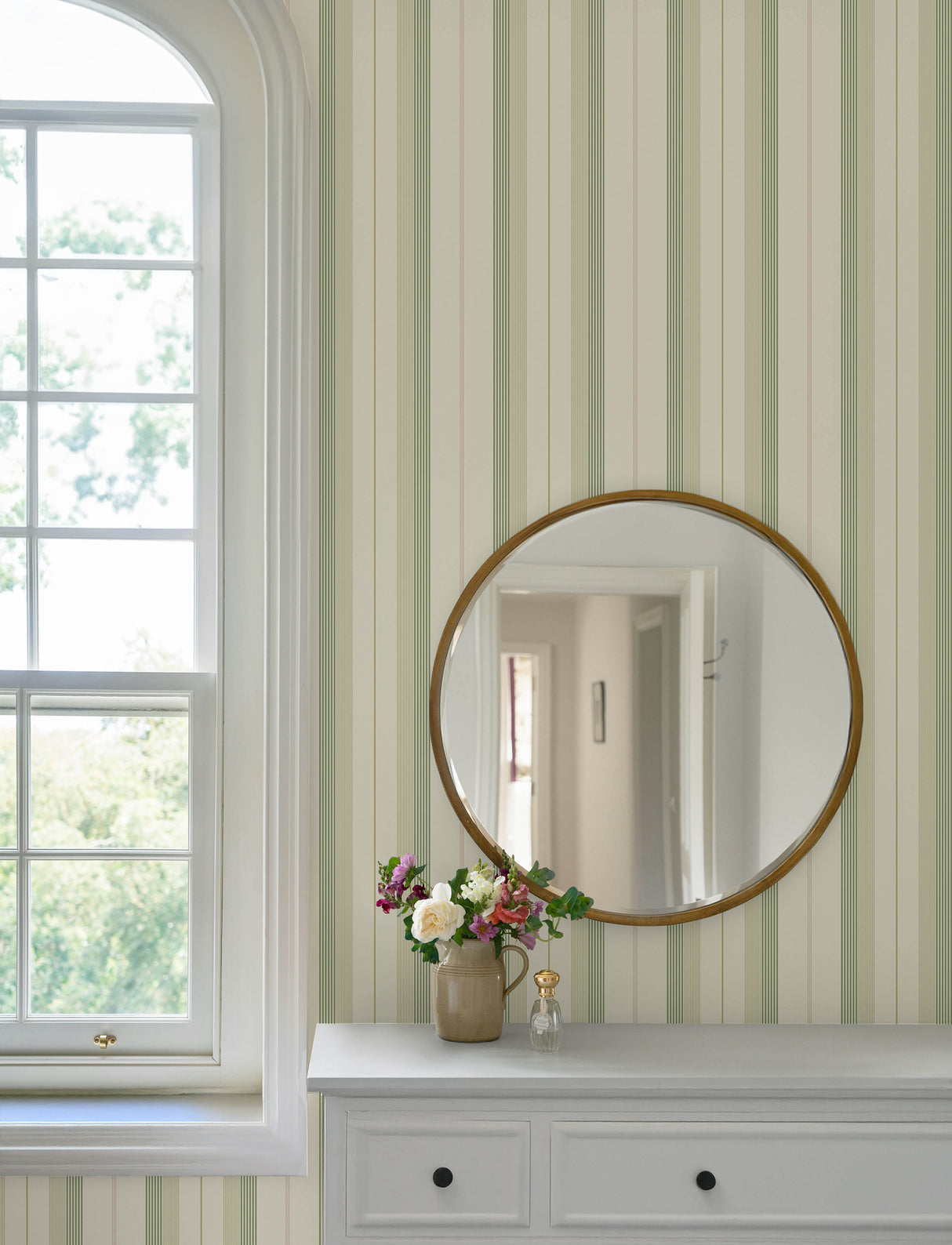 A-Street Prints 4201-20117 Herrgård Green Stripe Wallpaper
