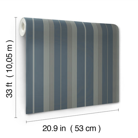 A-Street Prints 4201-20120 Herrgård Navy Stripe Wallpaper