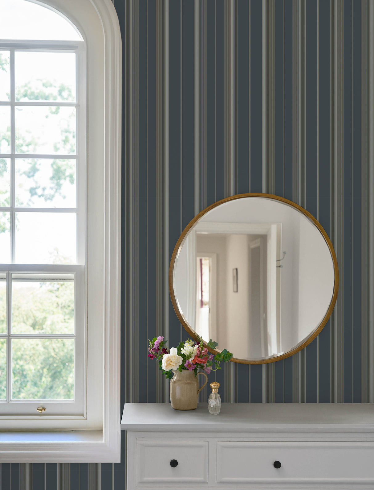 A-Street Prints 4201-20120 Herrgård Navy Stripe Wallpaper