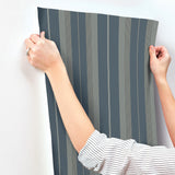 A-Street Prints 4201-20120 Herrgård Navy Stripe Wallpaper
