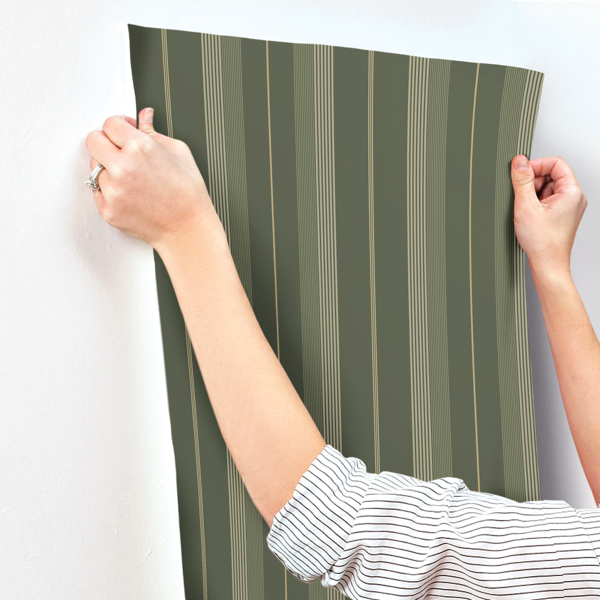 A-Street Prints 4201-20121 Herrgård Evergreen Stripe Wallpap