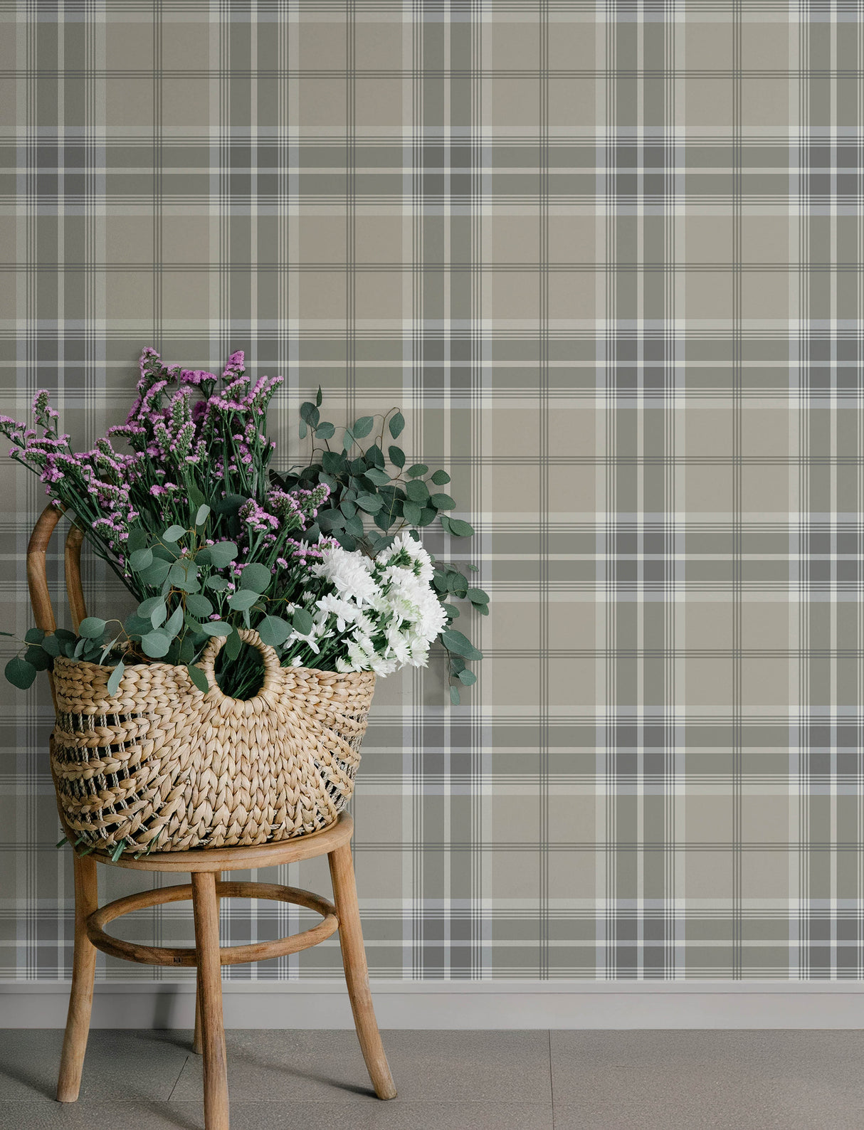 A-Street Prints 4201-20130 Emma Grey Plaid Wallpaper