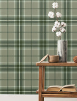 A-Street Prints 4201-20131 Emma Evergreen Plaid Wallpaper