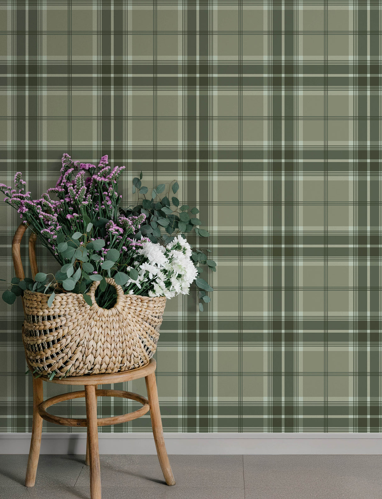 A-Street Prints 4201-20131 Emma Evergreen Plaid Wallpaper