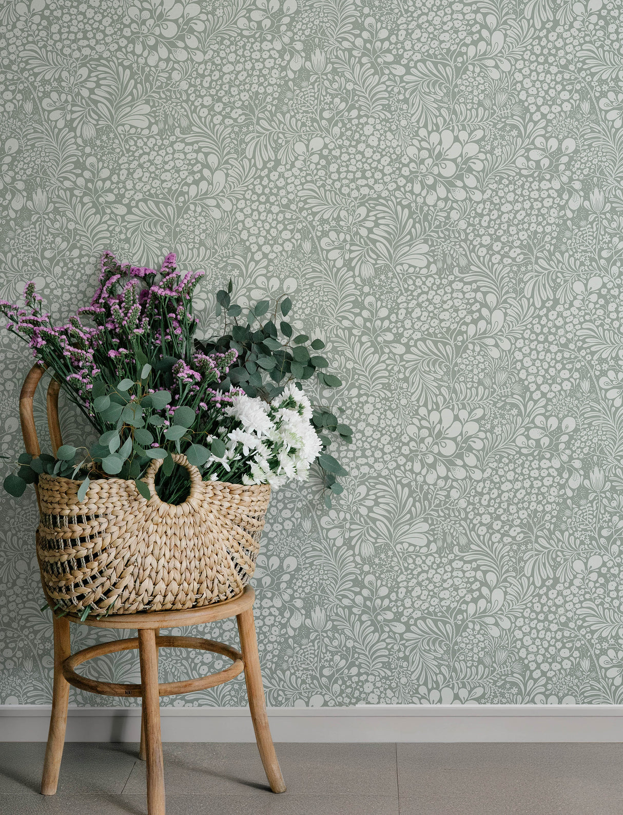 A-Street Prints 4201-48004 Siv Slate Botanical Wallpaper